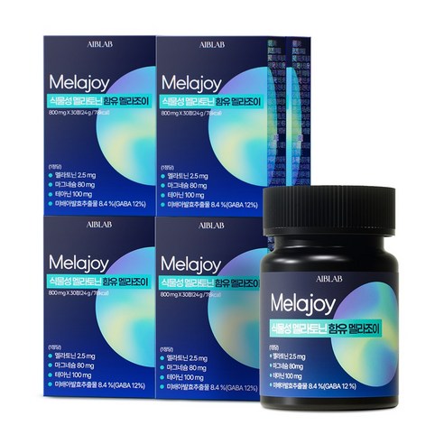 에이브랩 식물성 멜라토닌 2.5mg 함유 멜라조이 식약처 인증 HACCP 테아닌 가바 마그네슘 함유 800mg
