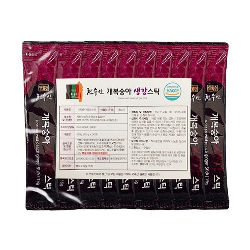 (실속형)모가푸 개복숭아 생강스틱 농축액 기관지스틱, 30개