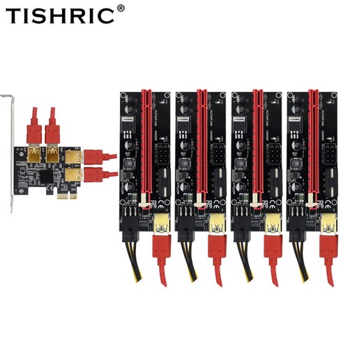 이더리움 채굴기 비트코인 채굴장 가정용 채굴부품 TISHRIC-골드 PCIE 라이저 카드 1 ~ 4 USB 3.0 멀티 플, 한개옵션1, 02 Hub and 4pcs 009s