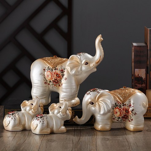 코끼리 장식품 결혼 선물 거실 티 테이블 TV 와인 캐비닛 장식 운 현관 장식, 한 쌍의 백조 (호수 블루)