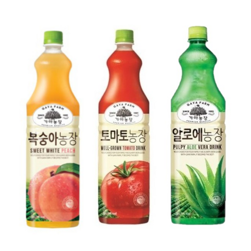 가야농장 복숭아 1.5L 2개 + 알로에 1.5L 2개 + 토마토 1.5L 2개 총6개, 복숭아 2개 + 알로에 2개 + 토마토 2개