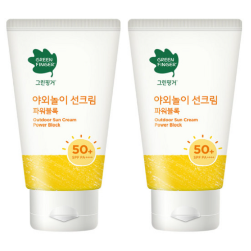 그린핑거 야외놀이 선크림 파워블록 SPF50+ PA++++, 80ml, 2개