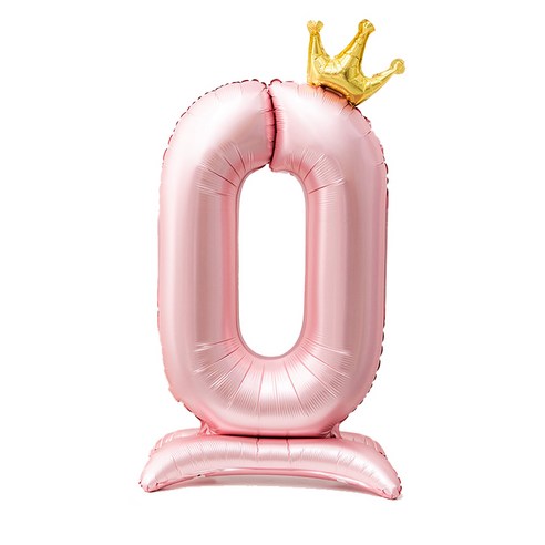 올리브파티 스탠딩 왕관 은박 숫자 생일 풍선 핑크, 숫자0, 2개