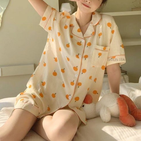 상큼한 여름을 깨우는 홈웨어, 바른티 감귤 반팔 세트 솔직 후기 감귤잠옷