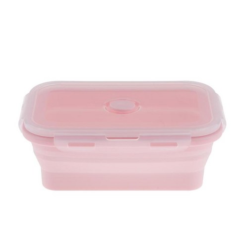 재사용할 수 있는 실리콘 도시락 식품 저장 용기 친환경 PP 뚜껑, 핑크, 18.5x12cm