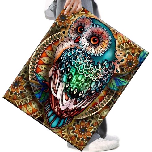 FASEN 액자 캔버스형보석십자수 DIY세트 라운드 비즈 40 X 50cm, FSE14.귀한부엉이, 1세트