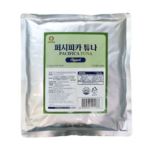 퍼시피카튜나 기름뺀 파우치형 업소용 참치 1.4kg 대용량, 1개