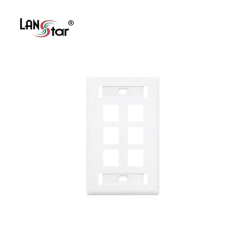 LANstar RJ45 랜포트 6구 월 플레이트 벽부착형 아울렛 LS-WP23-6PN, 1개