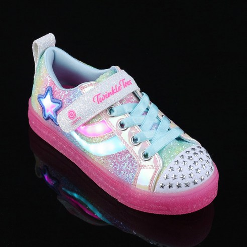 [스케쳐스키즈] 셔플 브라이트 SK0GL22X061-A는 어린이를 위한 편안하고 내구성이 좋은 핑크계열의 신발입니다.