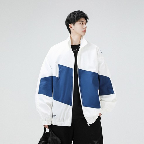 편안하고 세련된 가을/봄용 대형 남성 집업 자켓