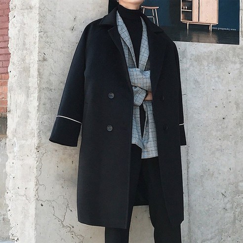 트렌치코트 남성 중장가을 트렌드 모직 코트 겨울옷 블랙 모직 코트