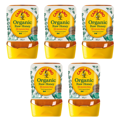 호주꿀 100 % 카필라노 유기농꿀 튜브형 Capilano 100% Pure Australian Honey Organic Raw Squeeze, 5개, 340g
