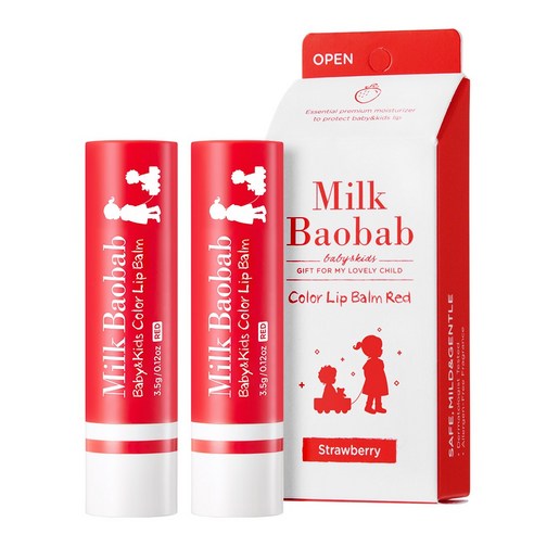 밀크바오밥 베이비 키즈 컬러 립밤, 3.5g, 2개