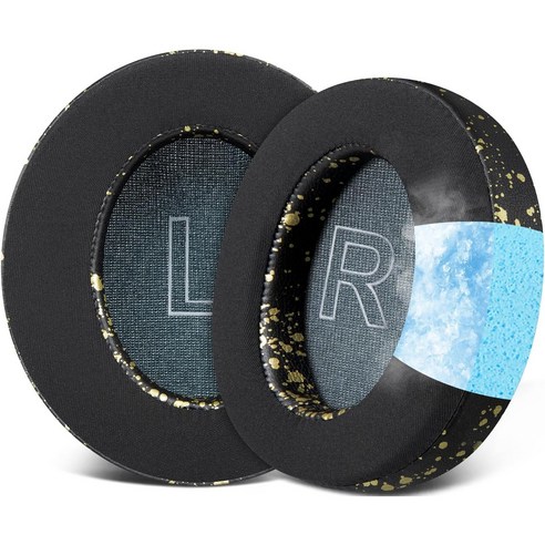 SOULWIT 교체용 이어패드-호환 모델 Anker Soundcore Life Q30/Q35 헤드폰 - 소음 차단 폼, Cooling Gel, Black+Gold, 1개
