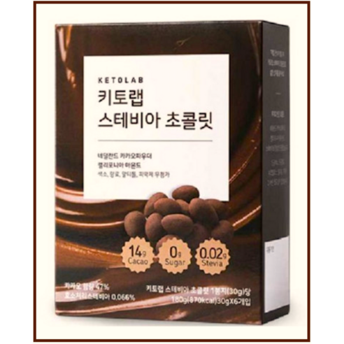 키토랩 무설탕 스테비아 초콜릿, 30g, 6개