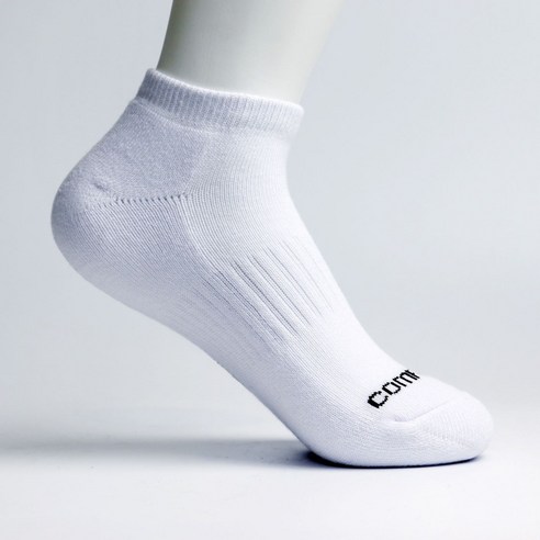 컴프로 V-TREK 컴프로 여자 여성 스포츠 단목 발목 쿠션 이중바닥 기능성 양말, 흰색-흰색