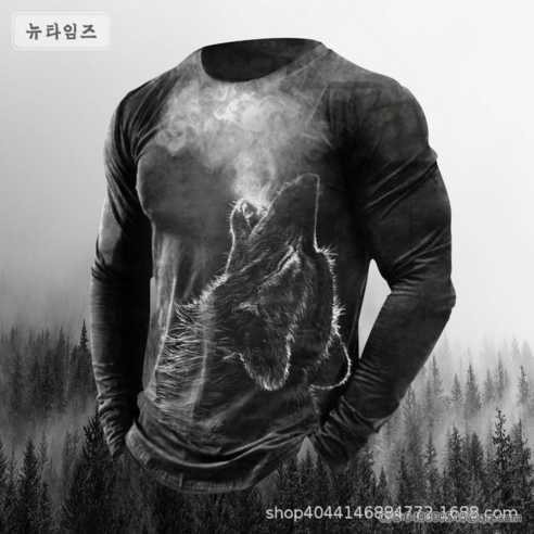 2022 봄신상 긴팔티셔츠 3D프린팅 남성상의 T-shirt 0U138