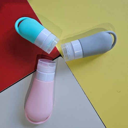 실리콘 공병 수영장 여행용 튜브 용기 세트 고리형 4p, 60ml(4p세트 / 투명케이스 포함), 4개