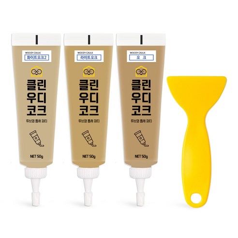 철물팩토리 퍼티 우디코크 마루바닥보수 메꾸미 보수제, 화이트오크2+라이트오크+오크+PVC헤라, 1세트