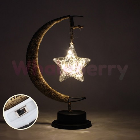 웨일베리3 마음이 편안해지는 초승달 스타클링 LED 무드등(건전지) (웜) 수유등 초승달무드등 특별한날소품 아기수면등 침실등 테이블조명