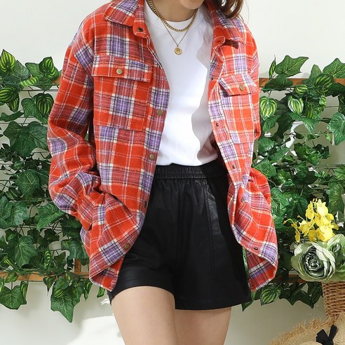 더블유 모던 캐주얼 데일리 체크셔츠 자켓