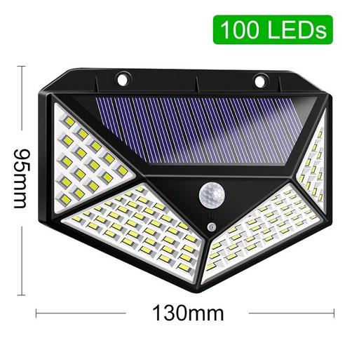 [KHTE] 야외 태양광 동작 센서등 와이드 앵글 Led 전구 100 개 밝기 무선 방수 IP65 벽등 정원 벽 거리, 1 Piece