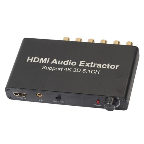 Hdmi 오디오 추출기 지원 5.1ch 4k 3D 오디오 스플리터 Hdmi 어댑터, {"사이즈":"138.2x97.5x21.2mm"}, {"수건소재":"다른"}, 블랙