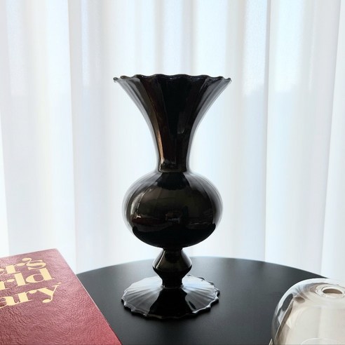 미세스그린 블라썸 유리화병 미니 모던 꽃병, 블랙