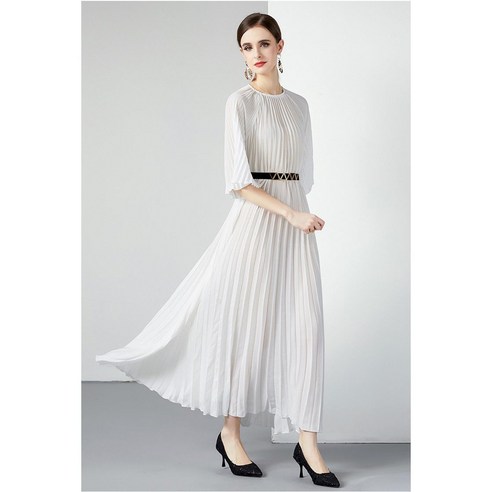 FANSYLI 화이트 쉬폰 비치원피스 하늘하늘 기품넘치는 봄 여성복 프렌치 시크 날씬20240325K41