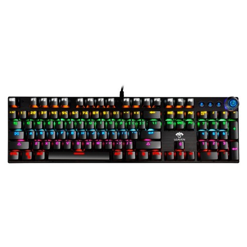 Xzante Leaven K990 기계식 게임용 키보드 RGB LED 레인보우 백라이트 유선 키보드(Windows PC용 손잡이 포함)(검정), 검은 색, ABS+금속