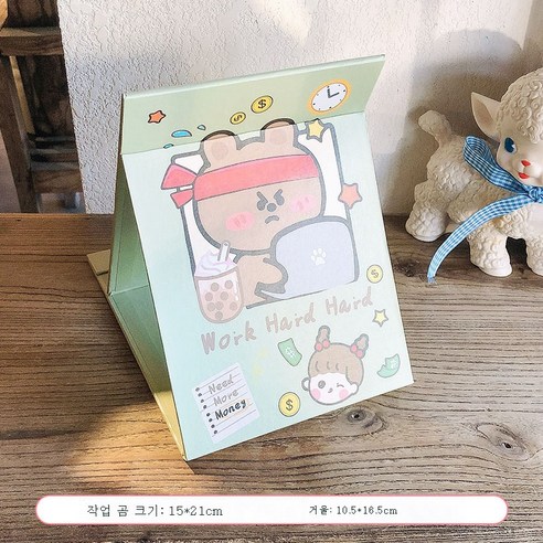 DFMEI 데스크탑 메이크업 거울 데스크탑은 대형 접이식 작은 거울 여성 기숙사 휴대용 휴대용 드레싱 거울을 서있을 수 있습니다., DFMEI 작업 곰