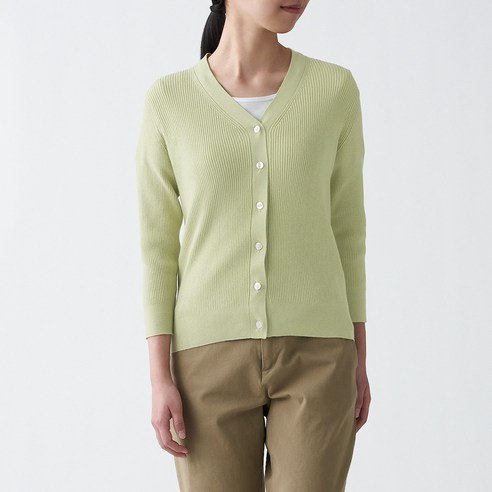 무인양품 MUJI 여성 UV컷 코튼 실크 V넥 가디건 BAD61A1S
