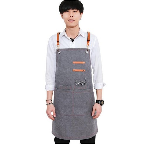데님 앞치마 꽃집 헤어 디자이너 앞치마 커피 교사 우유 다방 식당 바 남녀 작업복, 할머니, 성인 75cm