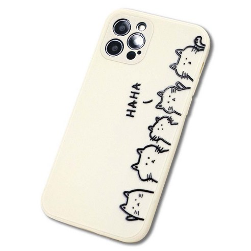 아이폰 케이스티파이  핏케이스 아이폰 디자인 고양이 일러스트 스퀘어 사각 젤리 TPU 케이스 13 12 11 pro max se2