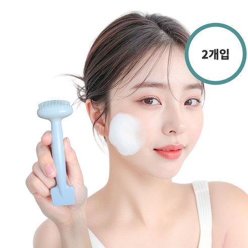 온빛 모공 세안 실리콘 클렌징브러쉬, 2개, 빨간색