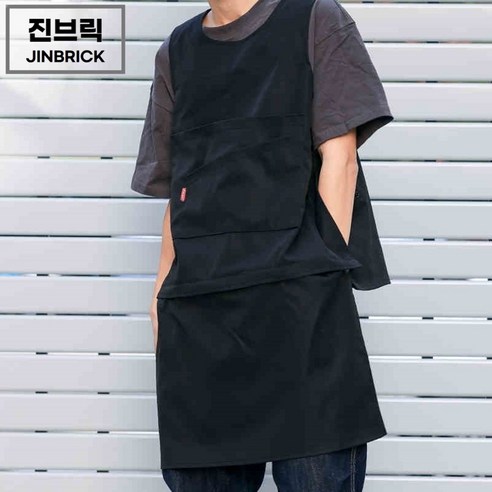 진브릭 가벼운 조끼앞치마 카페 네일샾 조끼형 공방 플로리스트, 1개, 분리형_블랙