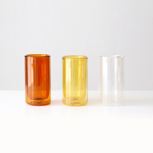 [3P세트] 카모메키친 글로우 더블 글라스 텀블러 430ml, warm tone