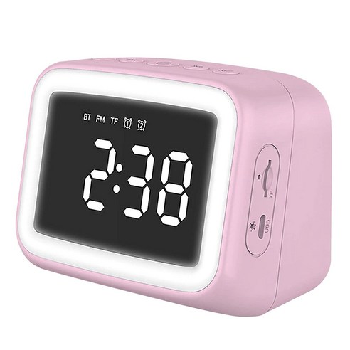 Deoxygene 침실 머리맡 거울 led 휴대용 블루투스 스피커 fm 야간 조명 지원 tf 온도 핑크에 대 한 디지털 알람 시계, 분홍