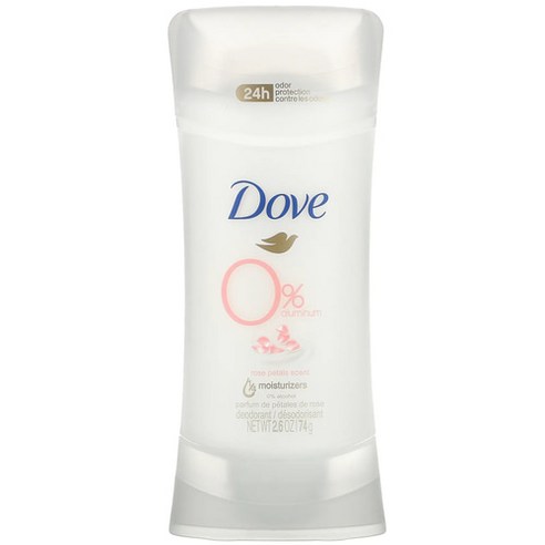 Dove 0% 알루미늄 데오드란트 장미 꽃잎 향, 74g, 1개