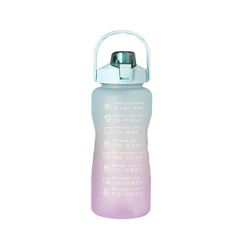 2000ml 점차적 물컵 여름 대용량 빨대 플라스틱 컵 휴대용 고안치 운동 물컵, 청자색 점차적 변화