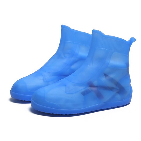 YAPOGI 방수 신발 커버 미끄럼 방지 신발 커버 두꺼운 높은 튜브 방우 부츠 커버, XL(250-260), 블루
