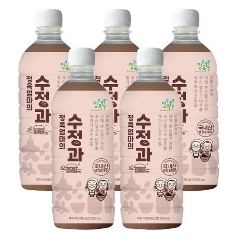 별천지하동 전통방식 진한 엄마의 수정과 500ml 5병 세트 (인기제품), 5개 큰집식혜 별천지하동 전통방식 진한 엄마의 수정과 500ml 5병 세트 (인기제품), 5개 큰집식혜