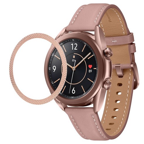우먼스9999 갤럭시워치4 클래식 호환 가능 모던 베젤링 케이스, 46mm, 로즈골드