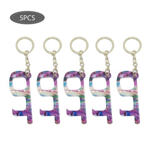 Bastera 5pcs 손 개최 비접촉식 오프너 키 체인 안전 도어 단단한 터치 스크린 핸들에 대 한 내구성 도구, 1개, 보라