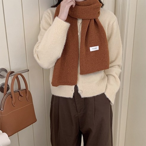 샤이닝포인츠 여성 데일리 니트 목도리 단색 기본 숏 머플러