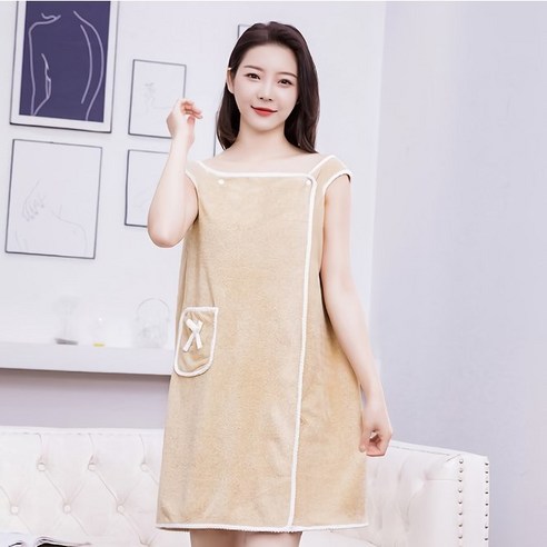 비바노바 골프 샤워가운 극세사 샤워로브, 베이지, 1개