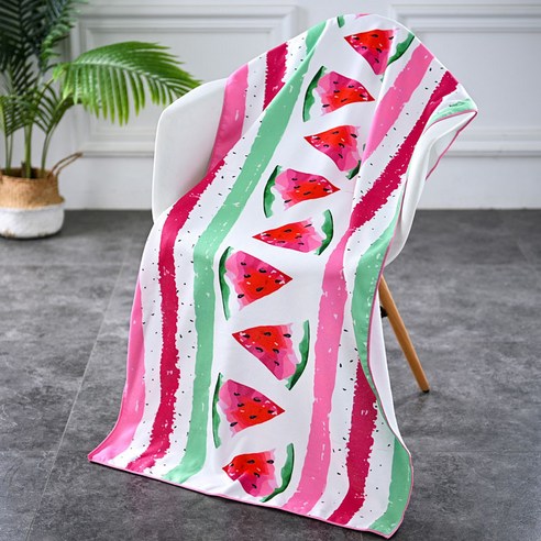 락인 대형 비치타올 바캉스 비치타월 극세사, 150cm*70cm, 02 분홍수박, 1개