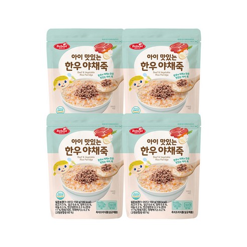 베베스트 아이 맛있는 한우 야채죽, 소고기, 4개