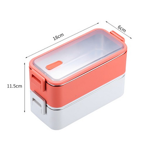 [LM] 점심 도시락 누출 방지 도시락 상자 전자 레인지 성인 식품 저장 용기 BPA 더블 스테인레스 스틸 304 1100ml, Red