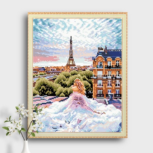 오늘의오브제 DIY 보석십자수 캔버스형 50x40cm, 1개, B1_27_로맨틱 시리즈 3